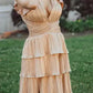 Gold Fashion Elegant Simple A-line Layered Long Sexy Slit Satin Ball Gown Evening Dress gh3461