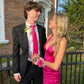 Hot Pink Sexy Fashion V-Ausschnitt Meerjungfrau Langes elegantes Satin Ballkleid, Abendkleid, Geburtstagskostüm Partykleid gh3534