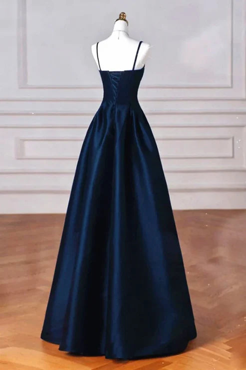 Black/Red/Navy Elegant Simple Fashion A-Line Satin Long Ball Gown Evening Dress Party Dress Prom Dress gh3573