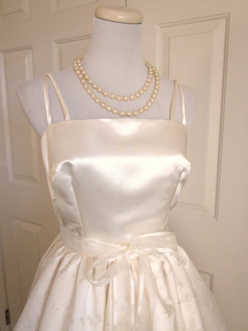 girlhomeshops – Elfenbeinfarbenes, süßes A-Linien-Geburtstagskleid mit Spitze und Schleife, Heimkehrkleid, gh5572