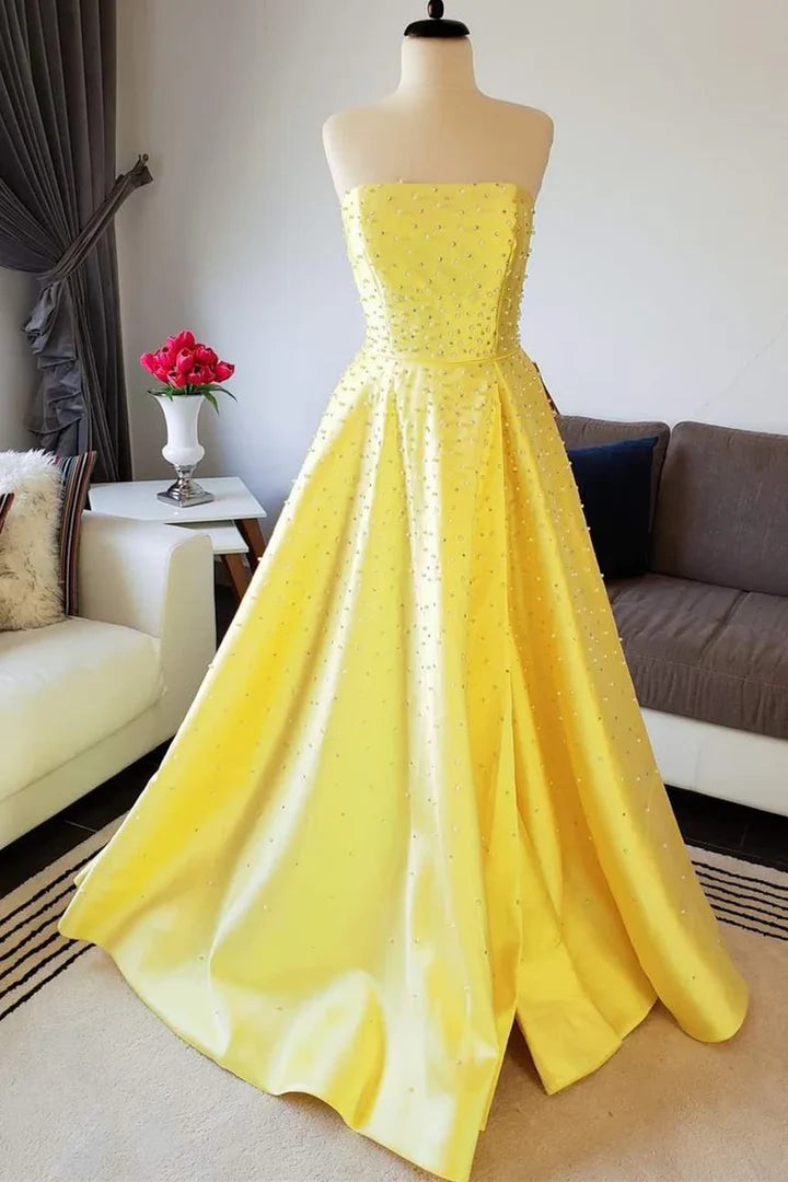 Blau mode elegante exquisite perle perlen lange satin ballkleid abendkleid gh3308