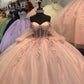 Rosa Quinceaine-Kleid mit Perlenapplikationen und langen Ärmeln, Ballkleid, Abschlusskleid, Abendkleid, süßes Kleid für 16-Jährige, gh3122