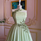 Green Gorgeous Delicate applique Beaded Long Tulle Formal Custom Prom Dress Evening Gown gh3148