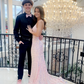 Rosa trägerloses, exquisites Meerjungfrau-Abendkleid mit Applikationen aus Tüll, lang, Ballkleid, Abendkleid gh3002