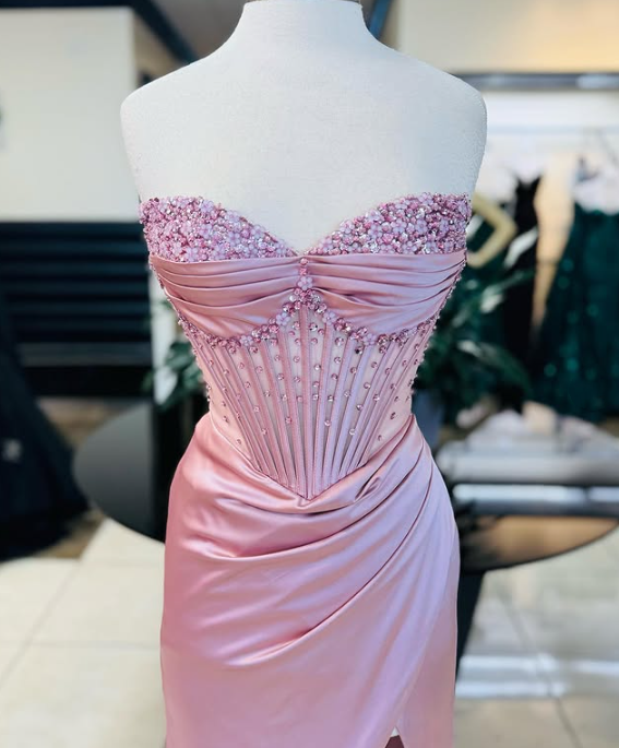 Pink/green/blue Gorgeous Shiny Exquisite Beaded Long Slit Elegant Sexy Prom Dress Evening Dress Party Dress gh3231