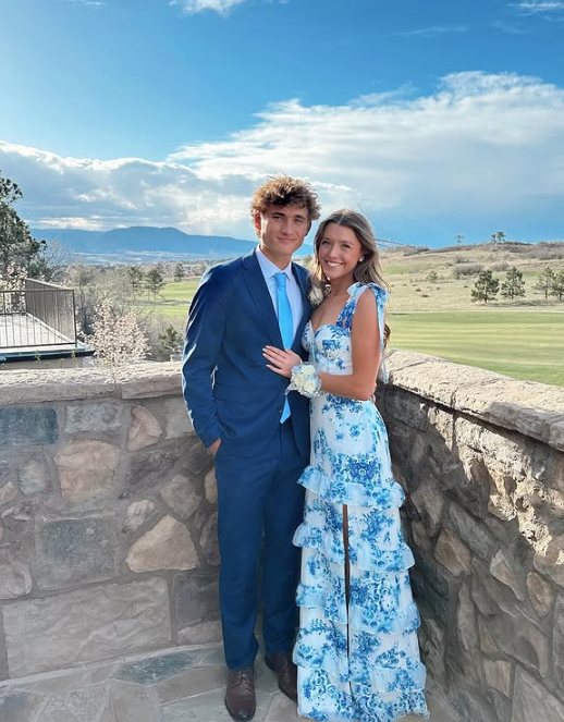 Blue elegant A-line layered chiffon floral backless long ball gown evening dress prom dress Graduation Dress gh2798