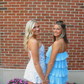 Blaues, florales, elegantes, süßes, kurzes, figurbetontes Homecoming-Kleid, Ballkleid, Partykleid, gh2866