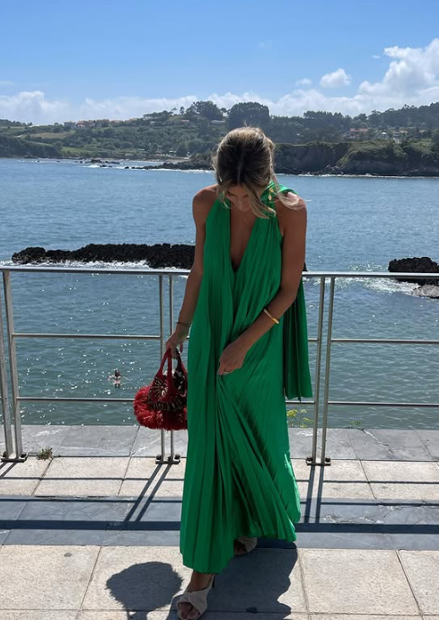 Pink/green fashion V-neck elegant long satin evening dress party dress wedding guest dress maternity dress gh3056