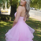 Robe de soirée longue et élégante en tulle rose à la mode, robe de bal, robe de remise de diplôme, robe de cérémonie de passage à l'âge adulte gh3352