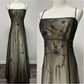 Superbe robe de soirée longue en satin et tulle perlé style vintage ombré gh3429