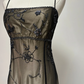 Superbe robe de soirée longue en satin et tulle perlé style vintage ombré gh3429