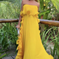 Rot/Gelb a-linie gerüschte lange Chiffon ballkleid prom kleid abendkleid hochzeit gast party kleid gh2951