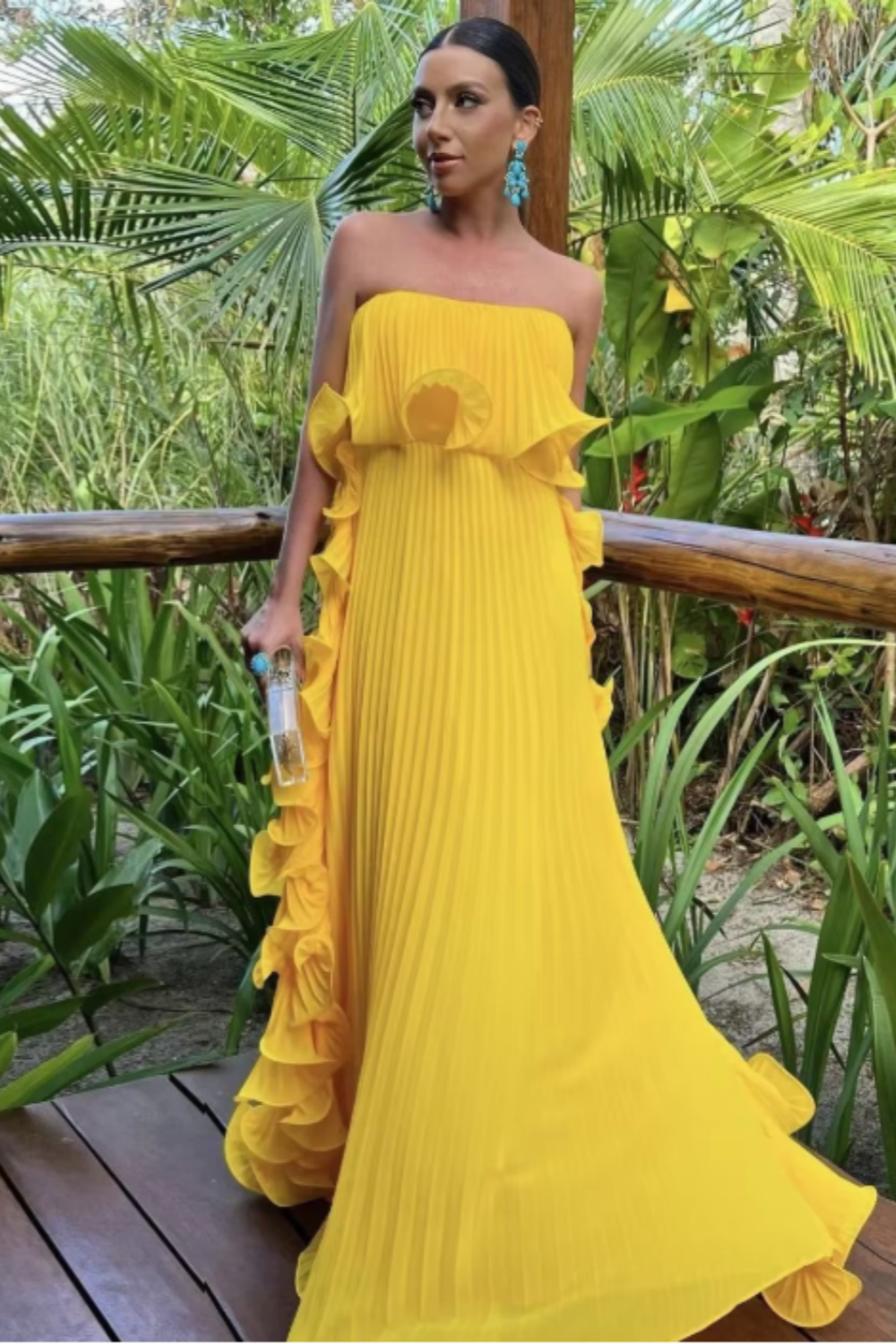 open lace back dress Red/Yellow a-line ruffled long Chiffon ball gown prom dress evening dr –  girlhomeshops