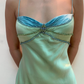 Green Vintage Fashion Beaded Spaghetti Straps Long satin Formal Prom Dress, Evening Dress, Party Dress gh3501