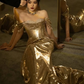 Robe de soirée élégante et exquise en paillettes et perles, style sirène, magnifique, dorée, à la mode, gh3422