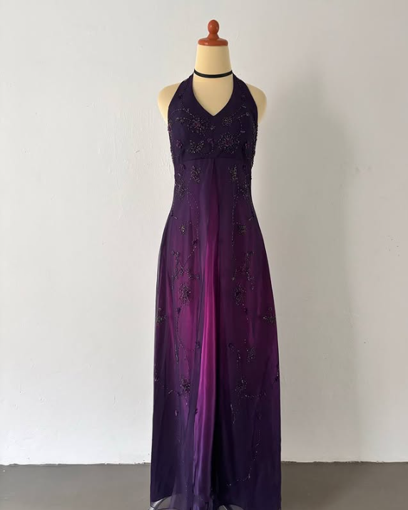 Lila Elegante Mode Exquisite Strap Lange Tüll Ballkleid Abendkleid Partykleid Ballkleid gh3589