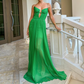 Grünes A-Linie V-Ausschnitt Neckholder Chiffon langes Abendkleid Partykleid Hochzeitsgastkleid gh3024