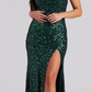 Emerald green/silver/orange/pink/yellow elegant sexy fashion spaghetti strap sequins mermaid slim fit slit long floor length prom dress evening dress party dress gh2238