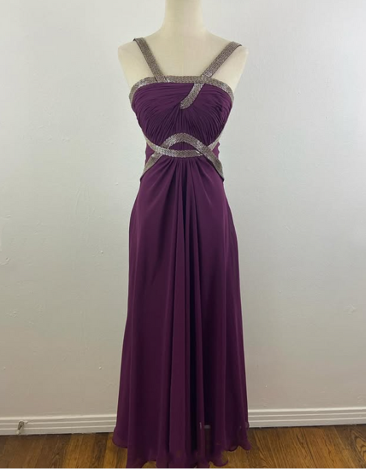 Lila Charmantes, schlichtes, modisches Rüschenkleid mit elegantem Träger, langem Chiffon-Tüll, Ballkleid, Abendkleid, Partykleid, Ballkleid, Brautjungfernkleid gh3622
