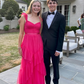 Rosa Fuchsia Mode elegante Tüll fliegenden Ärmeln Schulterträgern lange gerüschte Tüll formale bodenlange Ballkleid Abendkleid Partykleid Abschlussballkleid gh2796