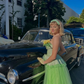 Robe de soirée longue en tulle vert clair, style rétro élégant, robe de bal de fin d'année, gh3669
