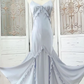 Silver Blue Vintage Fashion Elegant Exquisite Beading Mermaid Spaghetti Strap Satin Long Prom Gown Party Dress gh3684