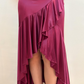 Robe de soirée longue en satin à volants, élégante et élégante, avec bretelles perlées, style féerique, violette, pour fête d'anniversaire, bal, gh3759