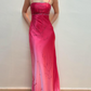 Robe de soirée longue en satin rose, élégante et tendance, avec perles exquises et bretelles spaghetti, robe de bal, robe de fête d'anniversaire, robe de bal, gh3760
