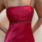 Robe de soirée longue en satin rose, élégante et tendance, avec perles exquises et bretelles spaghetti, robe de bal, robe de fête d'anniversaire, robe de bal, gh3760