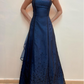 Blue Fashion Elegant Fairy Exquisite Stars Shiny Sequin Beading Spaghetti Straps Long Tulle Chiffon Satin Ball Gown Evening Dress Birthday Party Dress Prom Dress gh3761