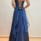 Blue Fashion Elegant Fairy Exquisite Stars Shiny Sequin Beading Spaghetti Straps Long Tulle Chiffon Satin Ball Gown Evening Dress Birthday Party Dress Prom Dress gh3761
