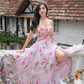 Robe de soirée longue en mousseline de soie, élégante et florale, rose, à la mode, pour invité de mariage, robe de bal, gh3770