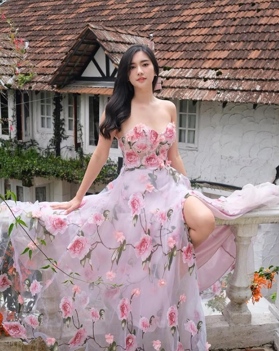 Robe de soirée longue en mousseline de soie, élégante et florale, rose, à la mode, pour invité de mariage, robe de bal, gh3770