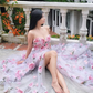 Robe de soirée longue en mousseline de soie, élégante et florale, rose, à la mode, pour invité de mariage, robe de bal, gh3770