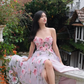 Robe de soirée longue en mousseline de soie, élégante et florale, rose, à la mode, pour invité de mariage, robe de bal, gh3770
