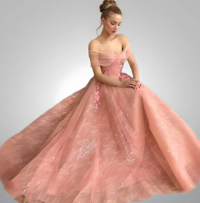 Weg von der Schulter-Schatz-3D-Blumen-Falten-Spitze-Taschen-Tüll-Abschlussball-Kleid-formalen Hochzeitsfest-Kleidern gh2189