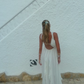 Weiß reine farbe jugendliche elegante süße lange chiffon rüschen unregelmäßigen rock meer strand urlaub party kleid abendkleid prom kleid gh3538