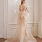 Rosa, wunderschönes, funkelndes, hübsches Meerjungfrau-Ballkleid mit abnehmbarer Schleife, lang, elegant, mit Pailletten, formelles Ballkleid, Abendkleid, Partykleid, gh3544