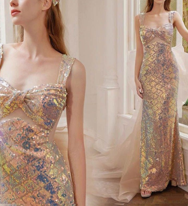 Rosa, wunderschönes, funkelndes, hübsches Meerjungfrau-Ballkleid mit abnehmbarer Schleife, lang, elegant, mit Pailletten, formelles Ballkleid, Abendkleid, Partykleid, gh3544