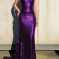 Purple Fashion Sexy Shiny Backless Halter Long Floor Length Train Sequined Ball Gown, Evening Gown, Party Dress gh3928