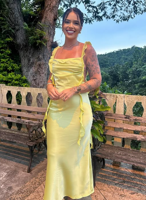 💛🍋Yellow Fashion Elegant Long Slim Fit Ruffle Satin Ball Gown Evening Dress Garden Party Dress Graduation Dress Prom Dress Wedding Guest Party Dress Bridesmaid Dress gh3984