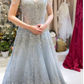 Robe de soirée longue en tulle bleu clair, élégante et magnifique, avec perles, robe de mariée brillante, gh4353