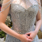 Robe de soirée longue en tulle bleu clair, élégante et magnifique, avec perles, robe de mariée brillante, gh4353