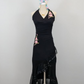 Black Vintage Halter Neck Embroidery Pink Floral Long/Mid-Length Chiffon Homecoming Dress Prom Dress gh4652