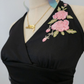 Black Vintage Halter Neck Embroidery Pink Floral Long/Mid-Length Chiffon Homecoming Dress Prom Dress gh4652