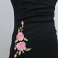 Black Vintage Halter Neck Embroidery Pink Floral Long/Mid-Length Chiffon Homecoming Dress Prom Dress gh4652