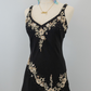 Black vintage asymmetric yellow floral short chiffon homecoming dress prom dress holiday dress gh4653