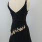 Black vintage asymmetric yellow floral short chiffon homecoming dress prom dress holiday dress gh4653