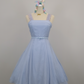 Blaues kurzes Chiffon-Heimkehrkleid mit Spitzenträgern, Ballkleid, Festtagskleid, gh4653