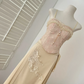 Rosa Vintage Blumenapplikation Langes Ballkleid Abendkleid Zweiteiler Set gh4656